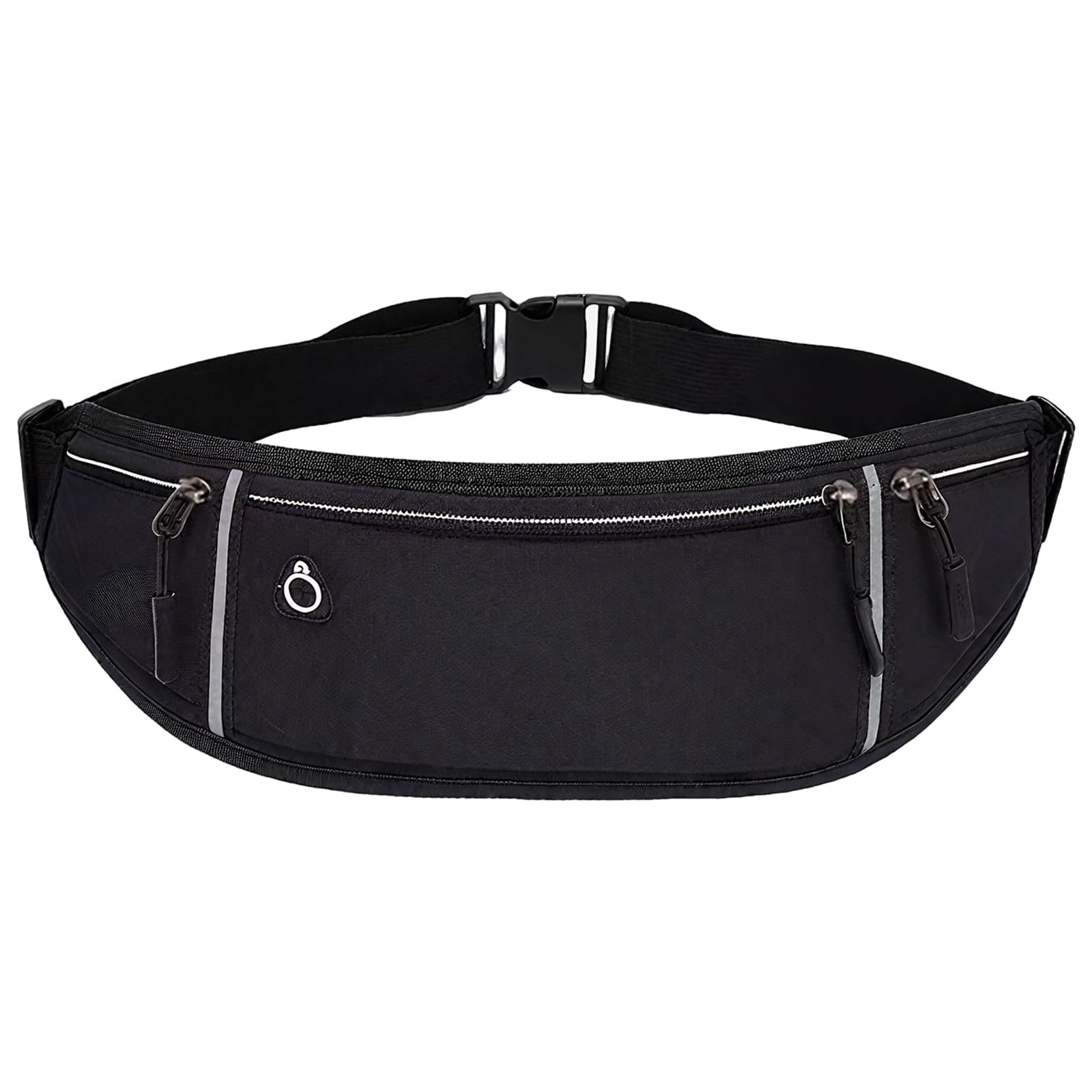 Waist Bag Mobile Holder for Running, Running Belt with Adjustable Strap Compatible with iPhone & Samsung & Other Models, Lightweight Reflective Fanny Pack for Jogging, Workout (Nylon) - Black
