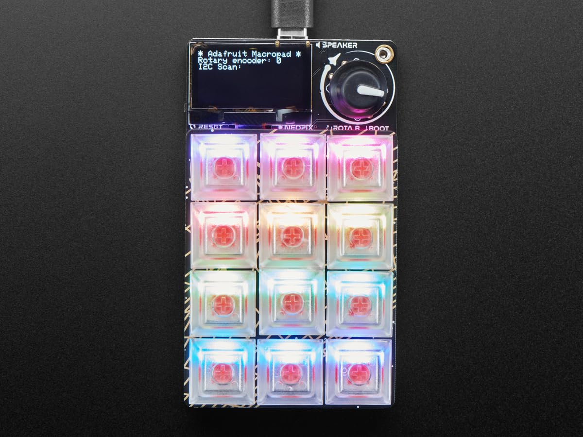 Adafruit MacroPad RP2040 5128 Kit de démarrage avec 3 x 4 touches, encodeur et OLED