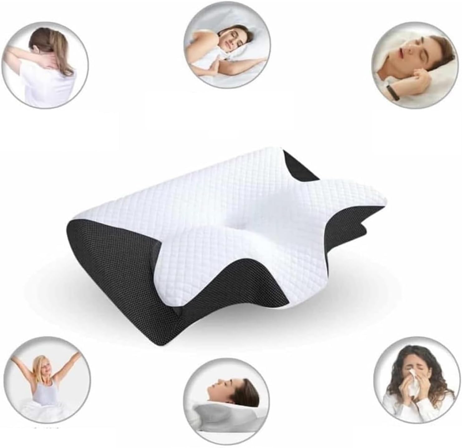 Poduszka Ortopedyczna, Pod Szyję, Łagodząca Dyskomfort, Ergonomiczna, Ze Zdejmowanym Pokrowcem, Łatwym Do Czyszczenia(Black)