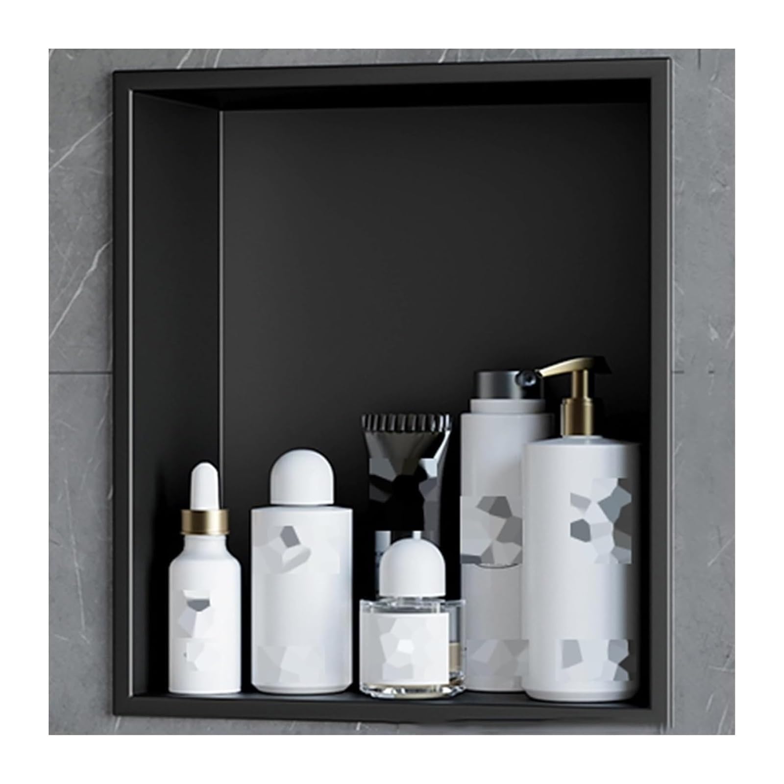 Niche de douche en acier inoxydable étanche étagère murale noire salle de bain