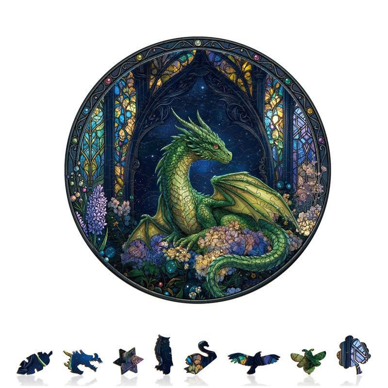 Jigfoxy Wooden Puzzles for Adults, 270-Piece Dragon Jigsaw Puzzle
