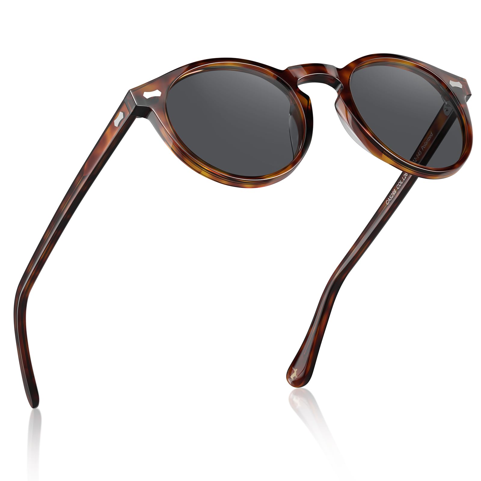 CARFIA Polarisierte Sonnenbrille Herren Runde Fahrenbrille mit Lederetui | Schöne Männer Brille mit angenehmer Abdunkelung, Leicht, Tägliche UV Schutz, Für Autofahren, Angeln, Wandern