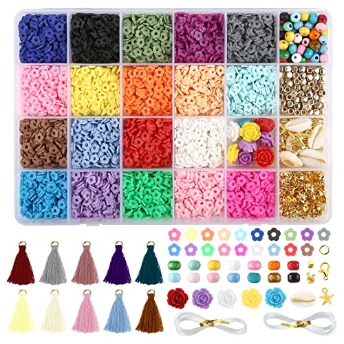 LIHAO Cuentas de Arcillo Cuentas para Pulceras Collares Coloridas Abalorios Pulseras Collar DIY Manualidad (Forma Flores) Cover