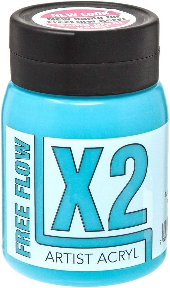 Specialist Crafts X2 Free Flow Acryl Acrylic Colours 500ml Turquoise Blue