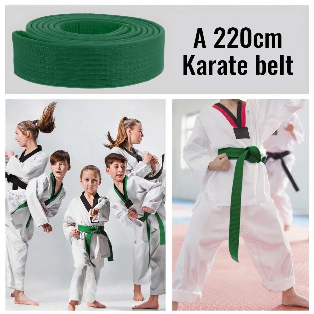 1 pcs Ceintures D'arts Martiaux, Vert Ceintures de Judo, Ceinture de taekwondo professionnelle pour karaté ceinture de sport Ceinture Accessoire de sport de combat Taekwondo, 220cm