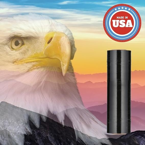 PSBM Dark Black Stretch Wrap, 96 Rolls 18 Inch x 1500 Feet 63 Gauge Heavy Duty Plastic Wrap Industrial Strength Shrink Film for Moving, Packing & Shipping