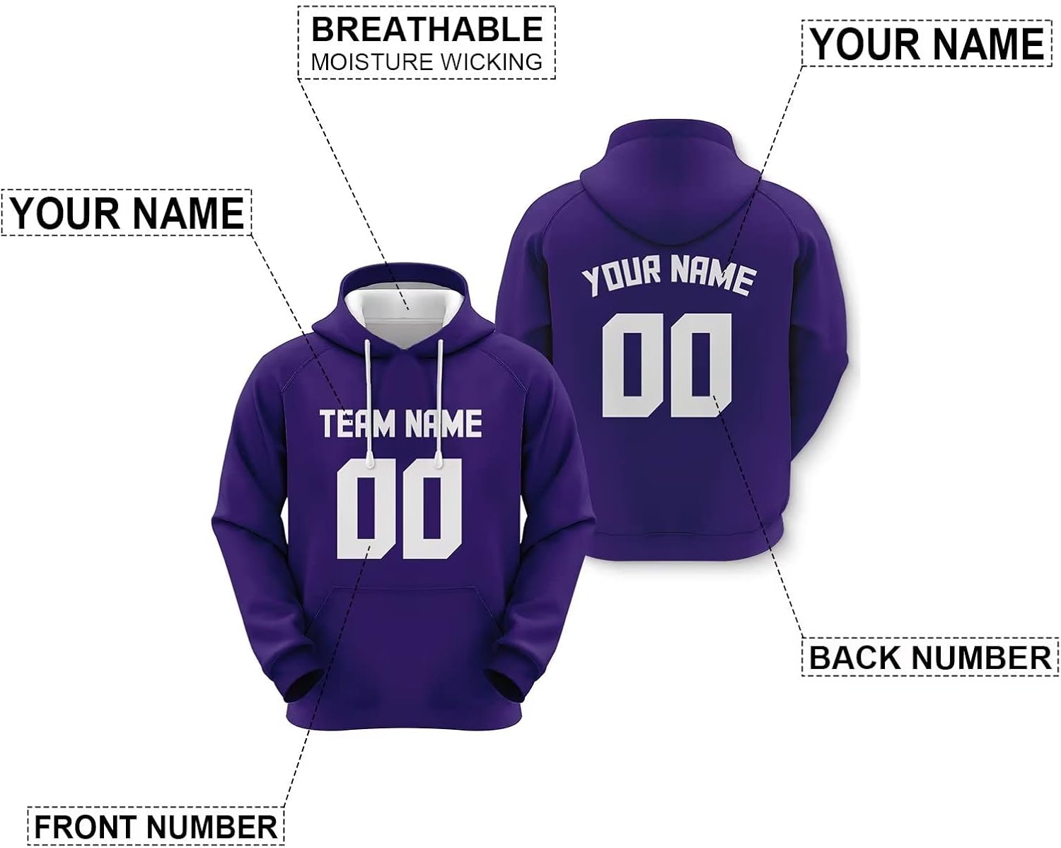 Color Custom Basketball Sweatshirt Hoodie Personalized Sweatshirt Design Any Name Number Color for Fans