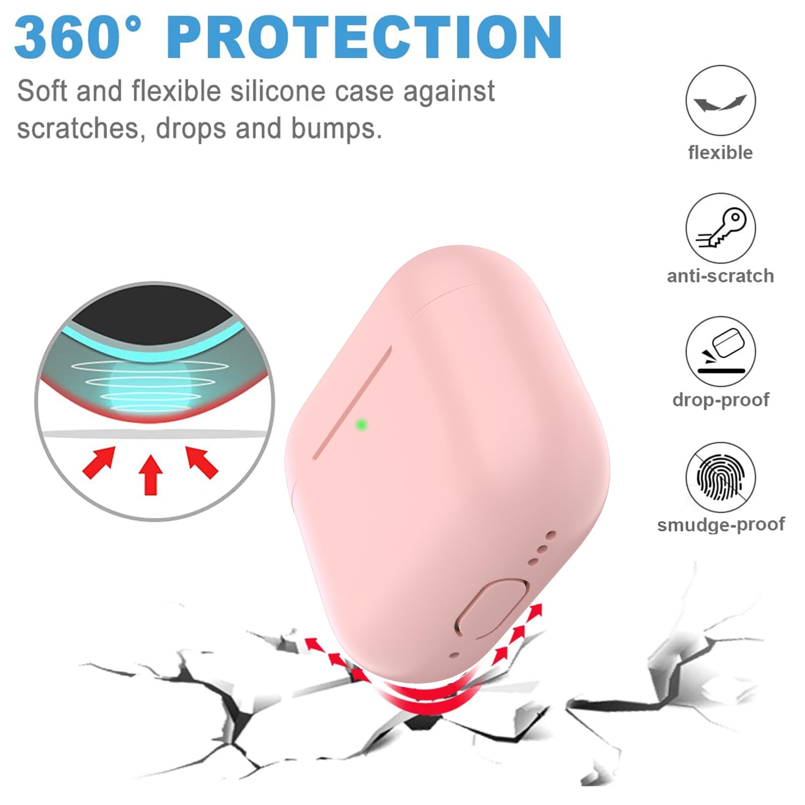 Coque AirPods 4, Étui Protection Mince Silicone AirPods 4 2024 USB-C, Rose