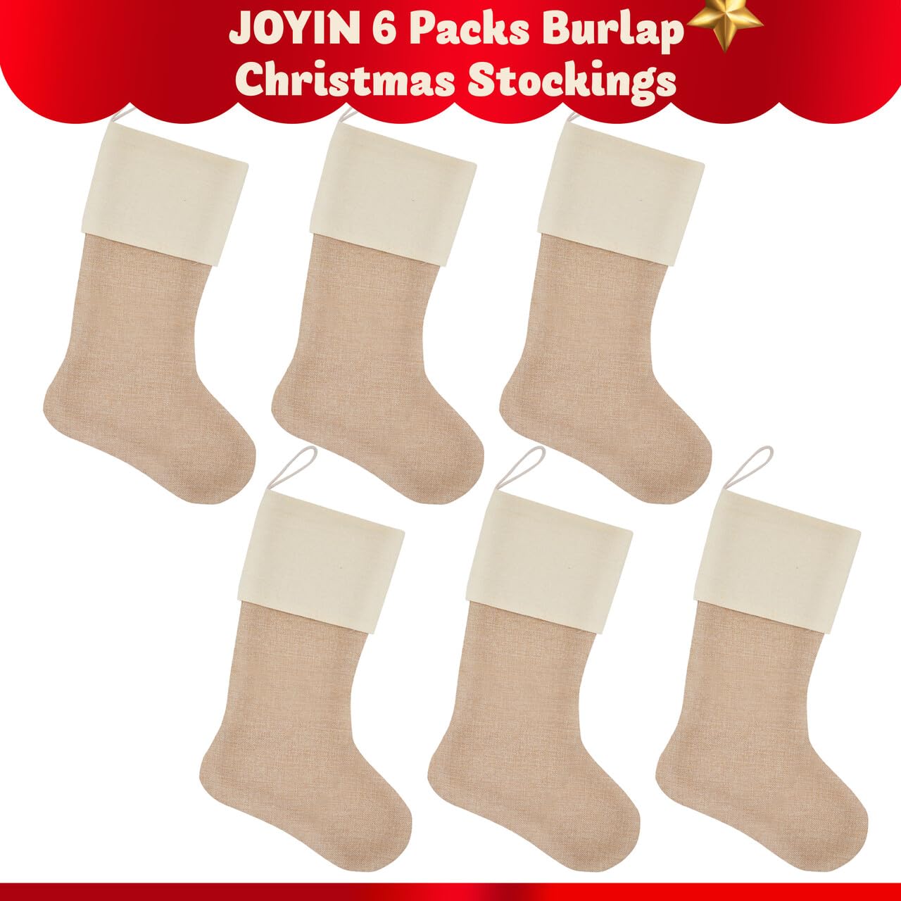 Lot De 6 Grandes Chaussettes De Noël En Toile De Jute Avec Boucle De Suspension Pour Decoration De Cheminee Chaussettes De Noel Rustiques Unies A Faire Soi Meme 28 X 55 X 18 Cm 90953660