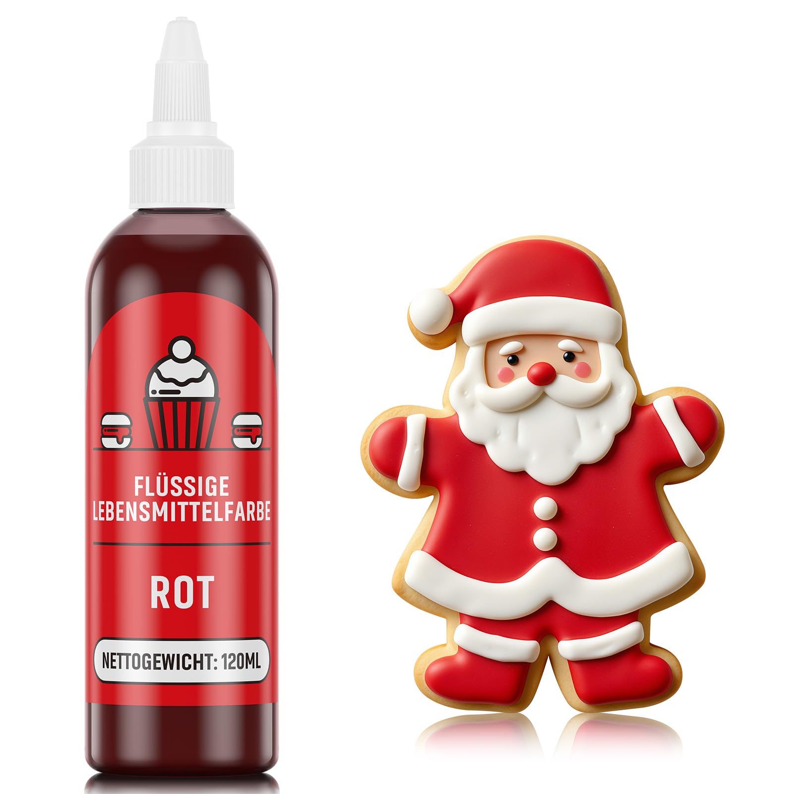 Waysroma Lebensmittelfarbe Rot 120ml, hochkonzentriert & zuckerfrei Lebensmittelfarbe Flüssig zum Backen, Kuchen, Macaron, Zuckerguss, Fondant, Kekse, Donuts