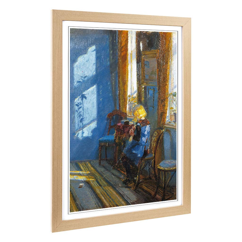 Big Box Art Framed Print of Anna Ancher Sunlight in The Blue Design | Wall Art Picture | Home Decor for Kitchen, Living Room, Bedroom, Hallway, Oak, A2 / 24.5x18 Inch / 62x45cm