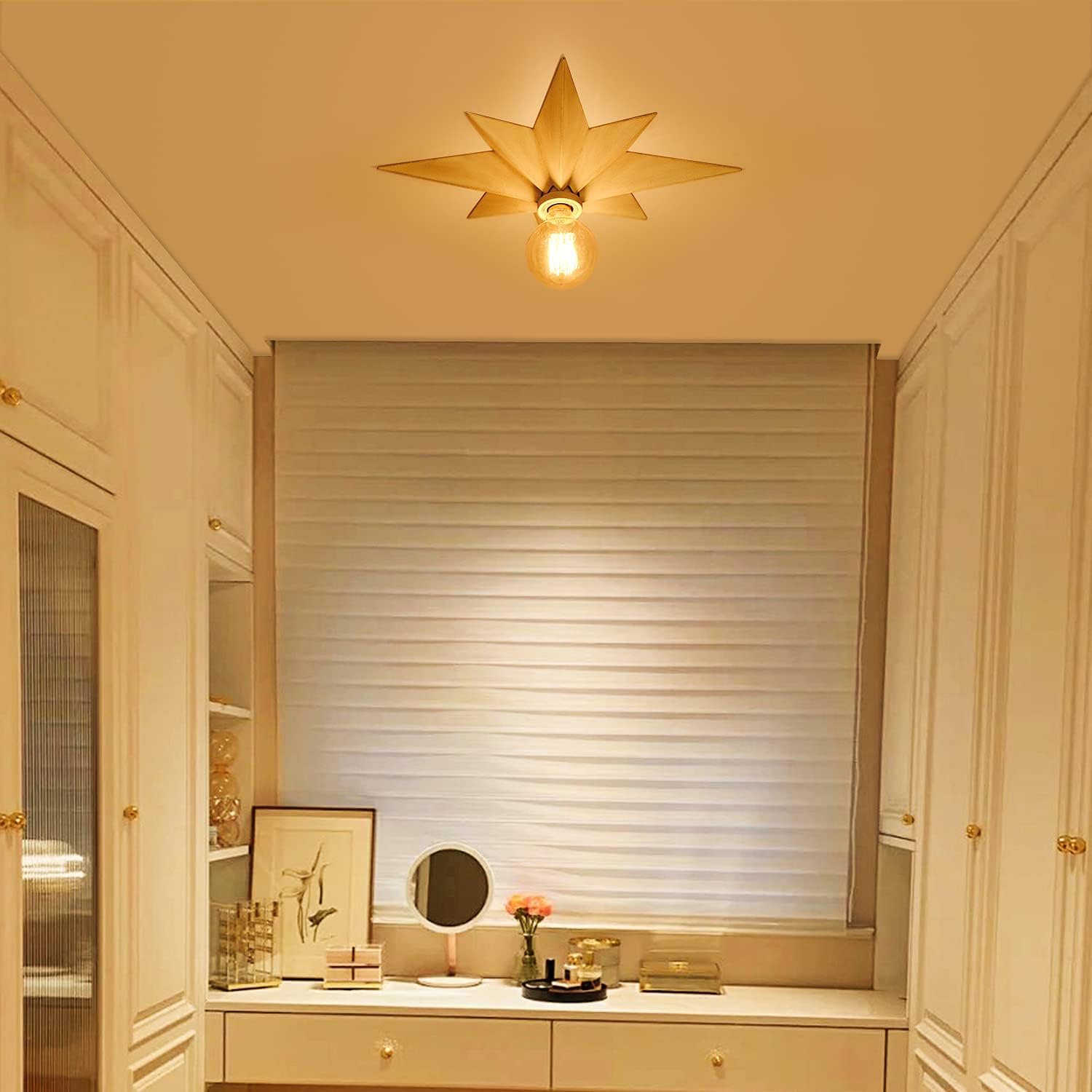 Airposta 16 inch Flush Mount Ceiling Light, Modern Farmhouse White Star Ceiling Light, Vintage Star Light Fixtures Ceiling for Hallway, Entryway, Study Room, Bedside, Stair, Foyer, Kitchen, Bathroom