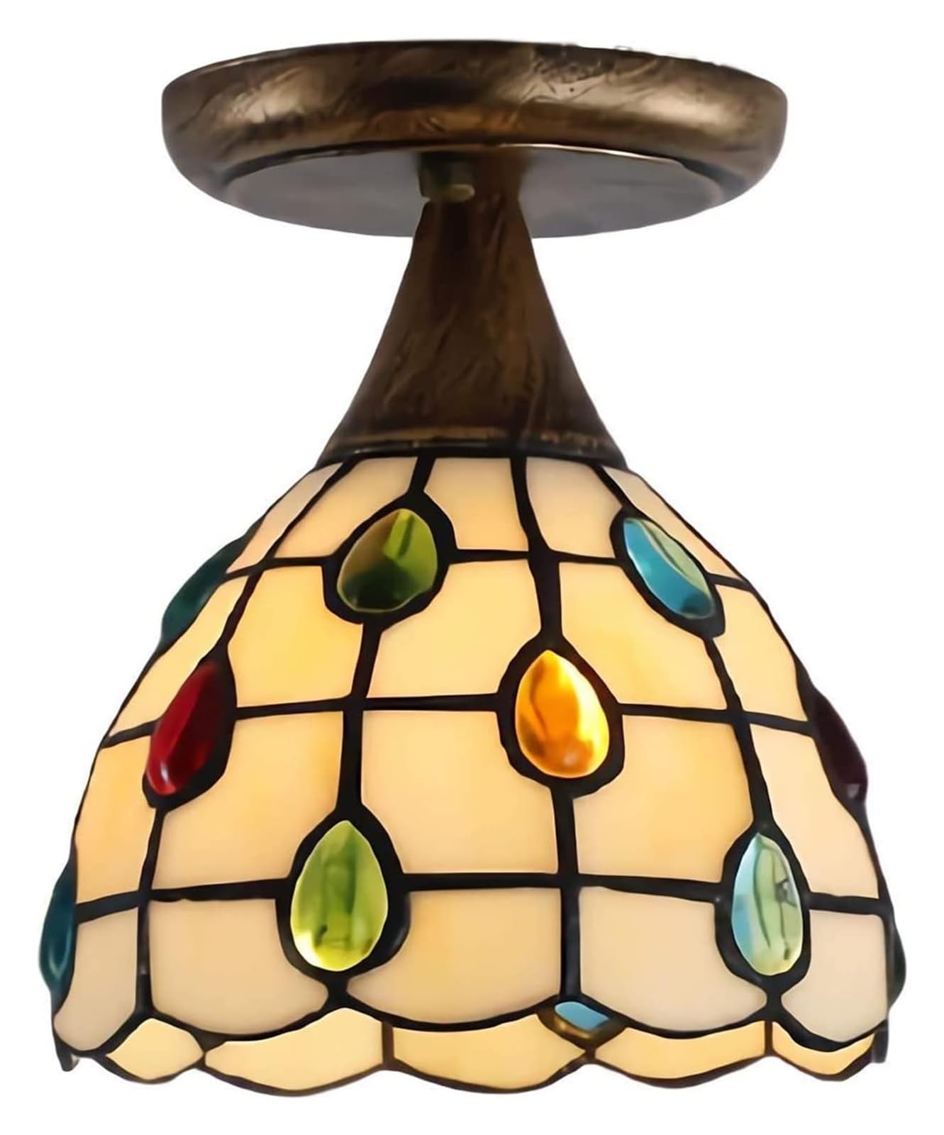 HPTHLY Ceiling Lamp Ceiling Lamp Tiffany Style Mini Ceiling Light, Led Vintage Tinted Glass Corridor Ceiling Lamp, Chandelier Lighting Living Room (5-B)