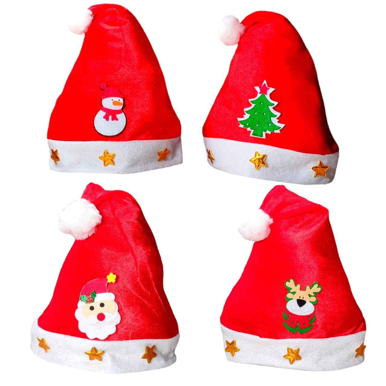 FAM 2pcs Christmas Hat For Kids - Santa Hat And Snowman Hat - Xmas Hat/Cap – Christmas Party Supplies – Cap For Christmas – Christmas Tree Snowman Reindeer Santa Hat
