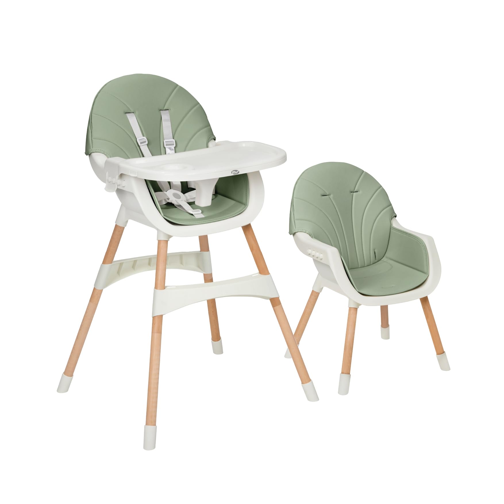 MS BabyWorld – MIKA – Chaise Haute pour Bébé 3 en 1 | Convertible en Rehausseur et Chaise | Siège Rembourré | Pliable et Évolutive