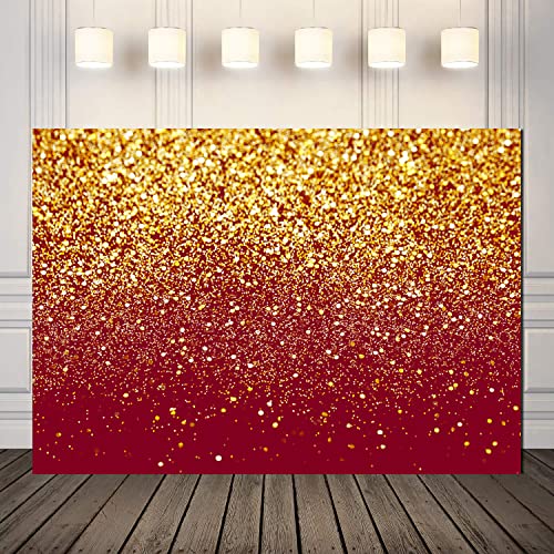 Fondo rojo de lentejuelas 8x6ft con motivos dorados miniatura 4
