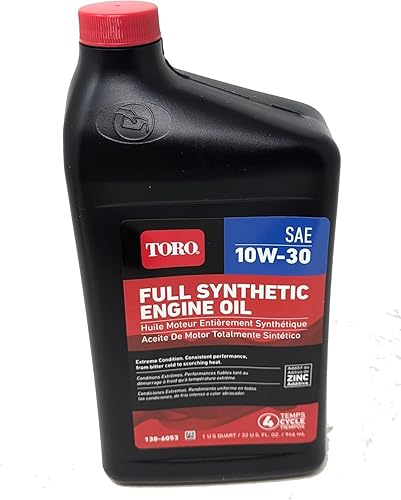 Toro Aceite de motor de 4 ciclos SAE 10W-30 completamente sintético, botella de 32 onzas 138-6053