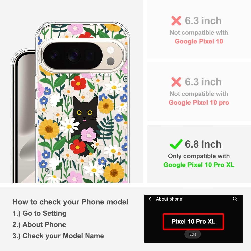 MOSNOVO Case for Google Pixel 10 & Pixel 10 Pro, [Buffertech 6.6ft Military-Grade Drop Protection] [Anti Peel Off Tech] Clear TPU Bumper Phone Case Cover Design - Cute Cherry — view 236