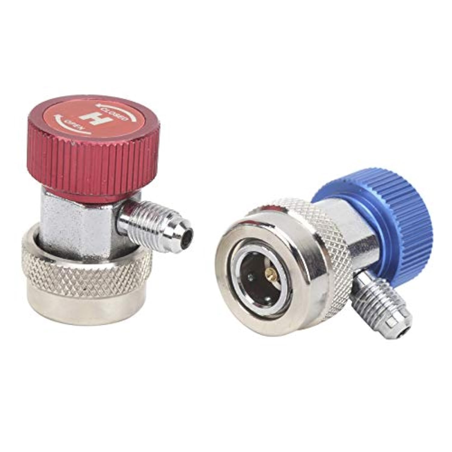 Evgatsauto Brass Air Condition Quick Coupler Adapter, 2Pcs A/C High Low Adapter Fittings, Air Conditioning Connector, High Low Quick Coupler For R134a A/C Manifold Gauge Set