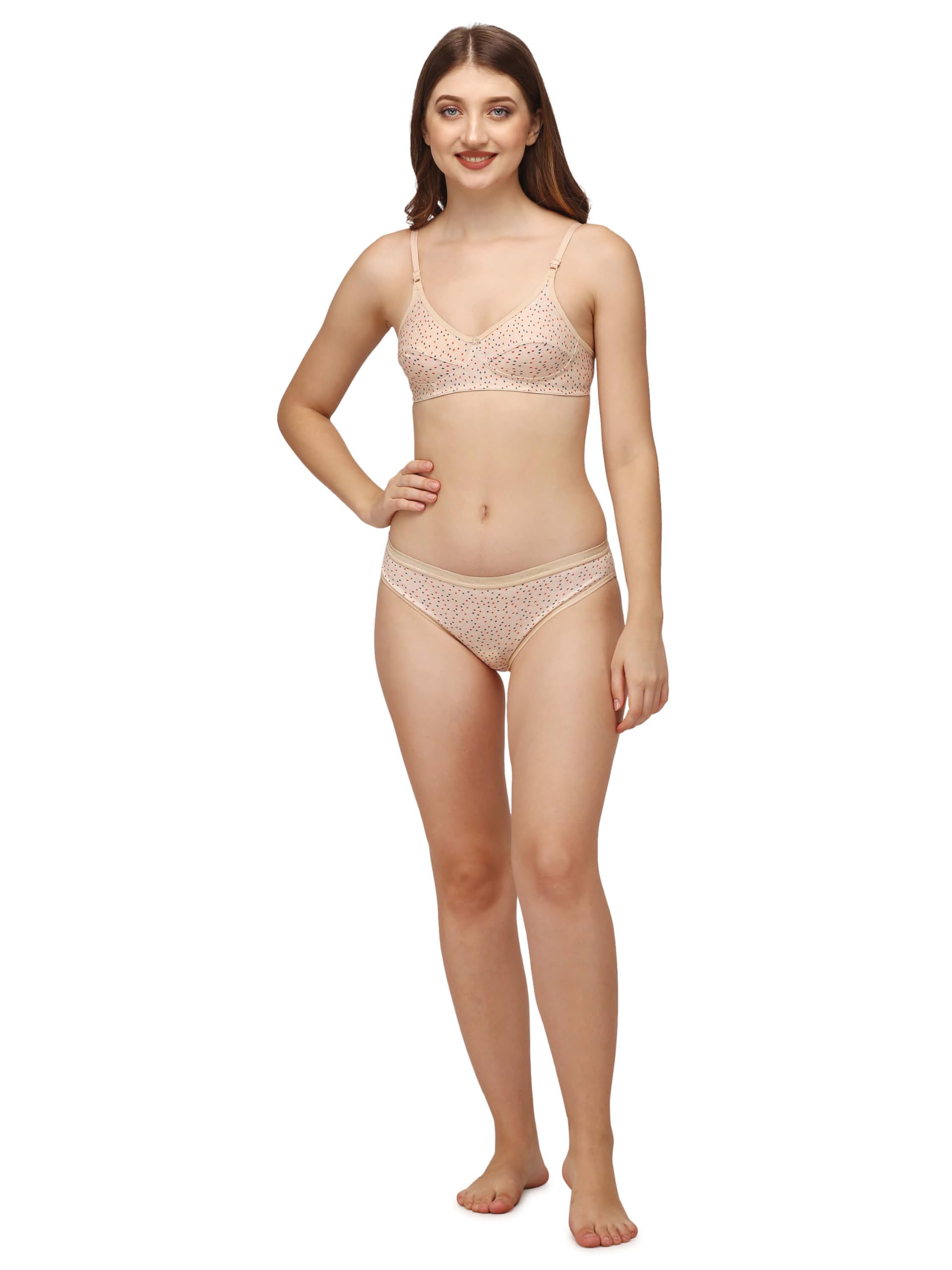 Women's Pack of 1 Full Comfortable Cotton Blend Chami Bra Panty Set - HNVK/01-image-47
