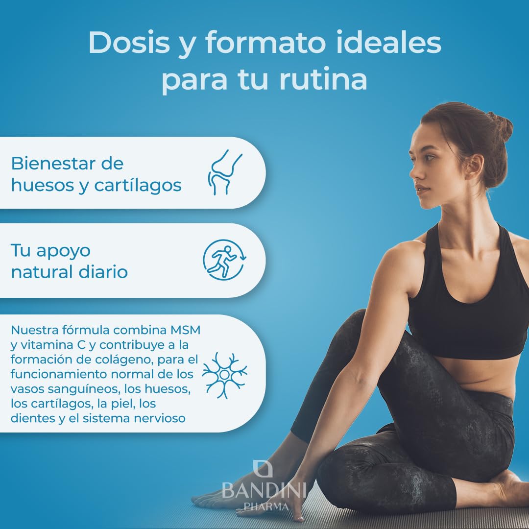 Bandini® Glucosamina Condroitina MSM y Vitamina C 366 Comprimidos | Para articulaciones y cartílagos | Complejo con 600 mg de glucosamina, 100 mg de condroitina y MSM por dosis | 6 meses de suministro