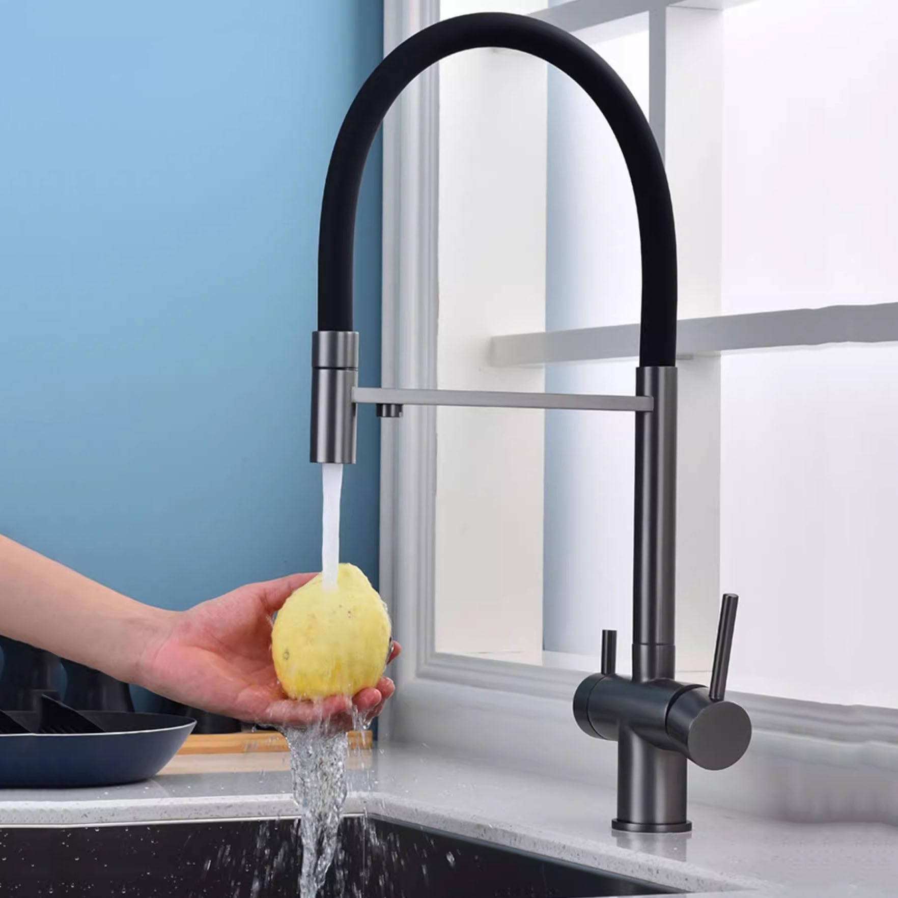 Tap filtre à eau à 3 voies cuisine finies les bouteilles plastique mitigeur gris