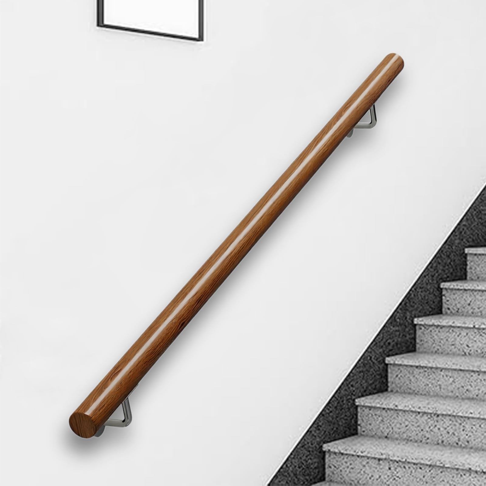 DMCHENGMA Wood Stair Railings, 1m 1.5m 2m 2.5m 3m Corridor Safety Grab Rails - Easy to Install Wall Mount Support Handle(9ft/270cm)