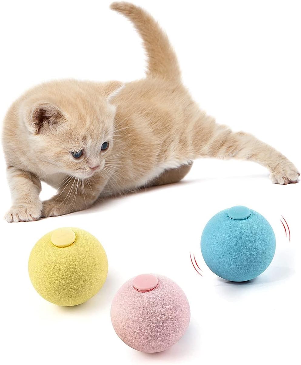 HIKOUNEE Interactive Cat Toy for Indoor Cats-3 Pcs Cat Ball-3 Lifelike Animal Chirping Sounds Kitten Catnip Toys for Cat Exercise…