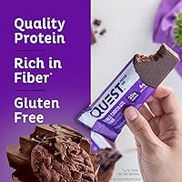 Vista 3 de Quest Nutrition Barras de proteína con trozos de chocolate doble, barras de 20g de proteína, 1g de azúcar, 4g de carbohidratos netos, sin gluten