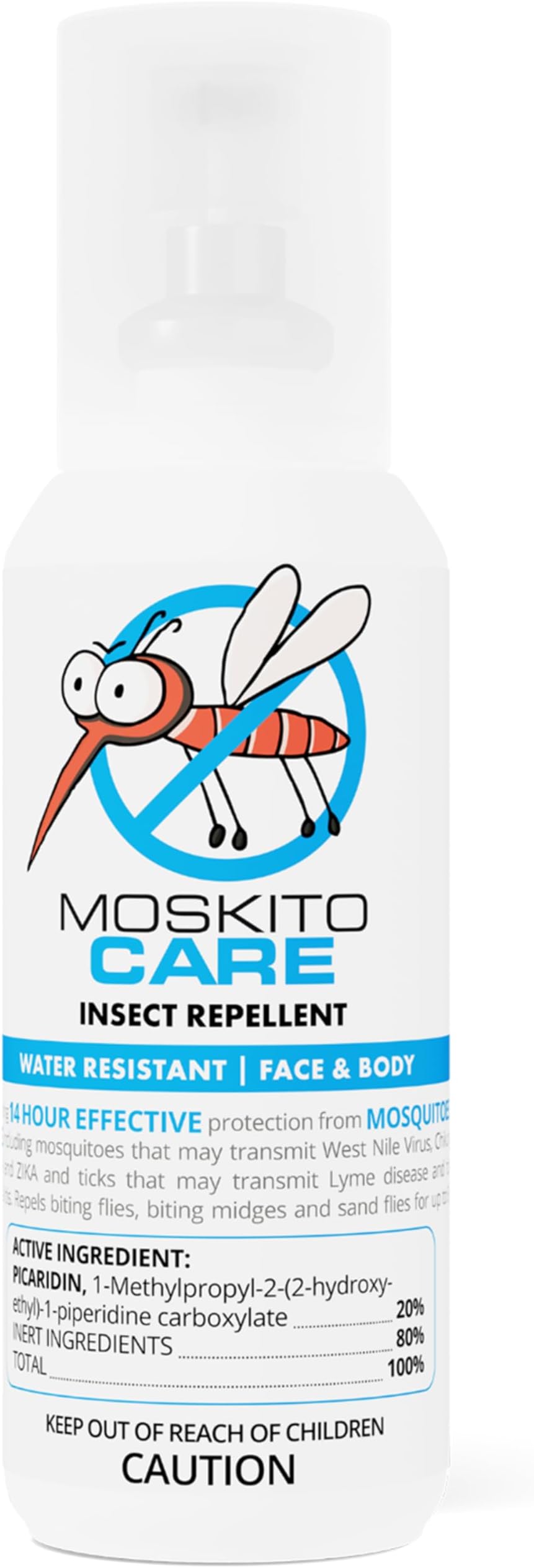 14hr Moisturizing Insect Repellent, 20% Picaridin, Water-Based, Effective Against Mosquitoes, Ticks, Sand Flies, Biting Flies, & No-See-ums