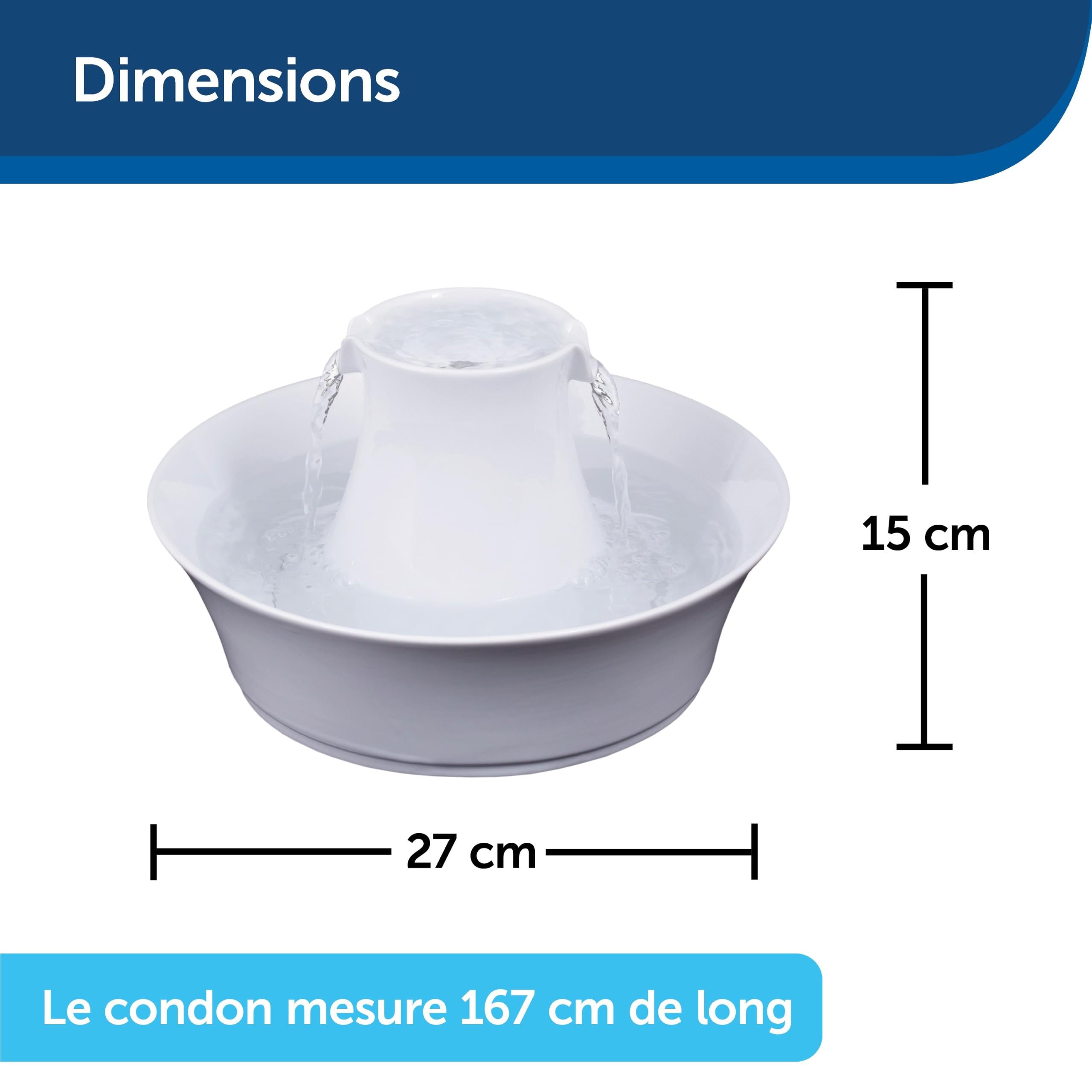 PetSafe Fontaine en céramique Drinkwell Avalon, Eau Potable filtrée pour Chiens et Chats, capacité d'eau de 2 litres, Blanc