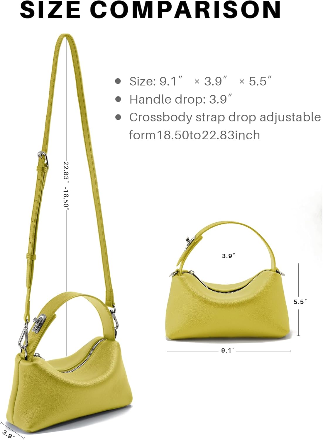 Leather Shoulder Bag for Women Womens Crossbody Bag Handbag Purse with Adjustable Shoulder Strap - Image 3