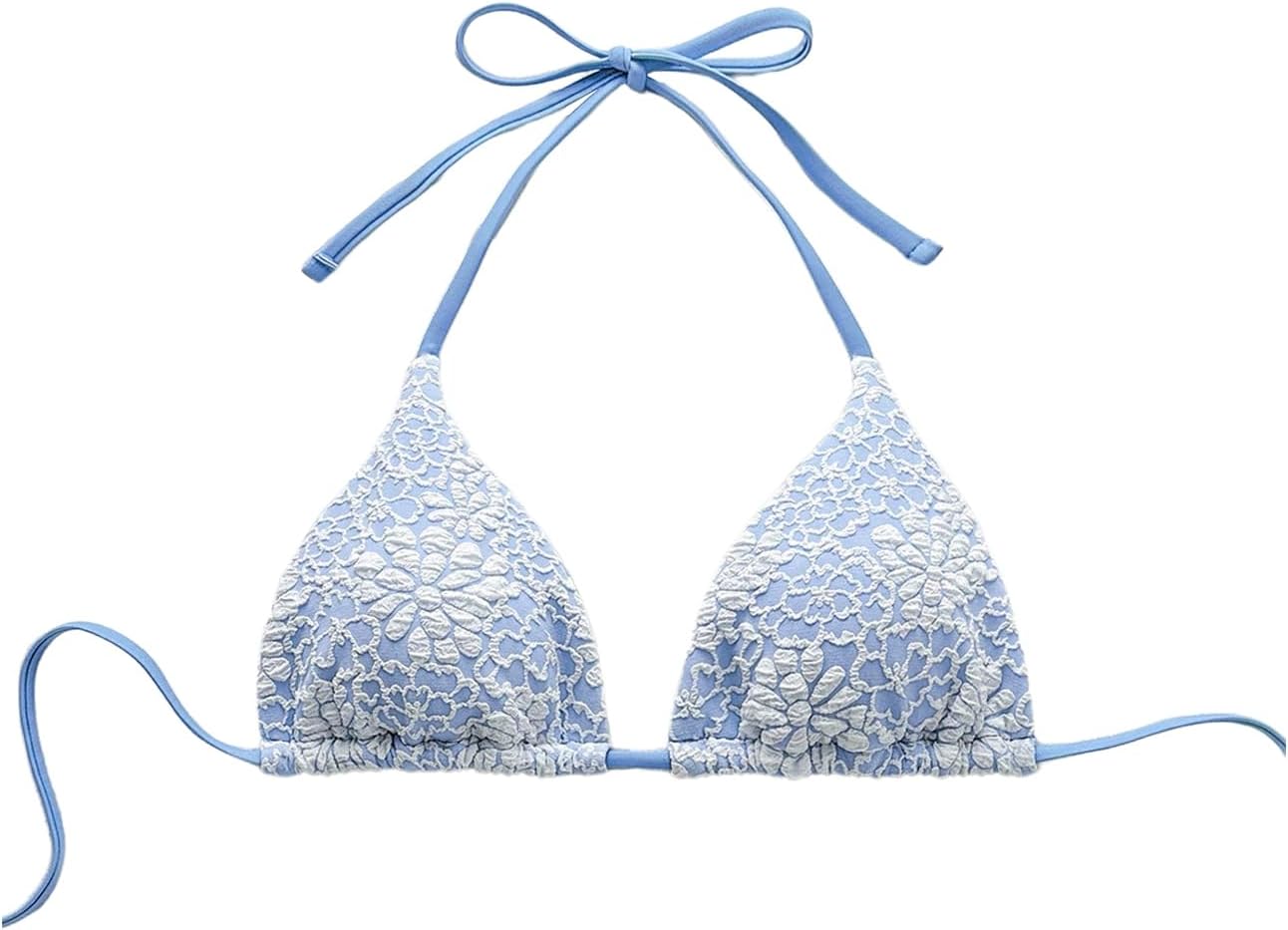 Verdusa Women's Floral Print Halter Bikini Tops Triangle Backless Summer Bathing Suit Top