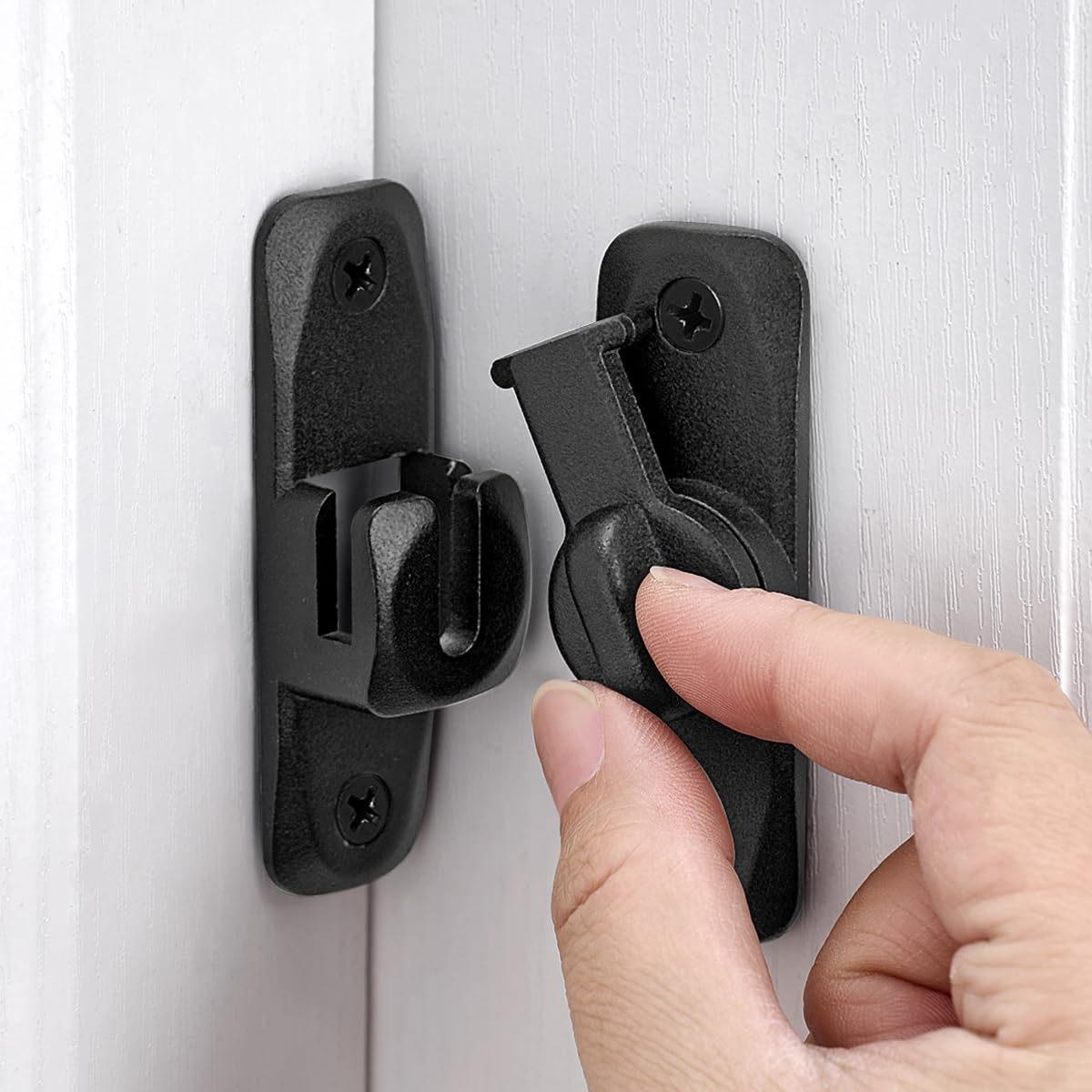 Matte Black Barn Door Latches,90/180 Degree Gate Lock_B