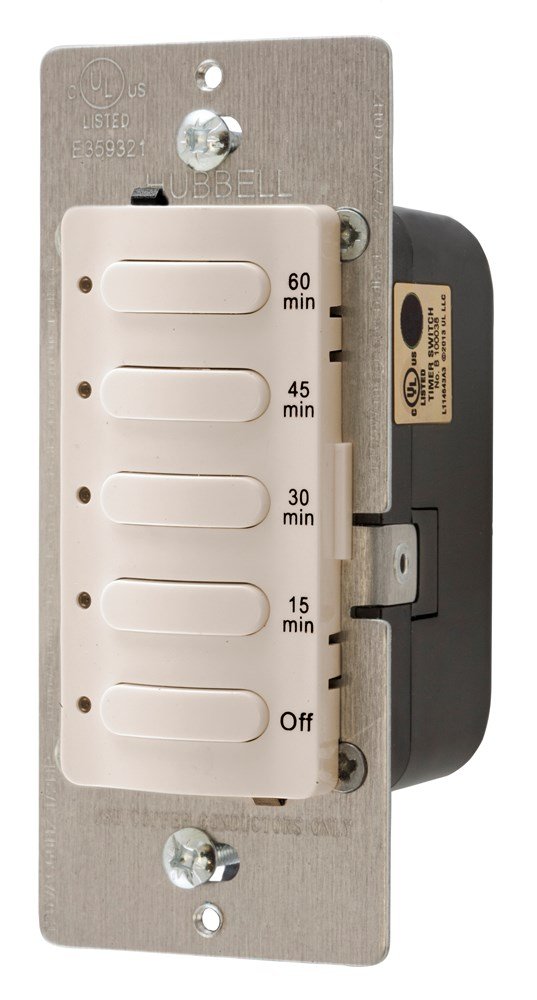 Hubbell Wiring Systems DT5060LA Timer Switches, Single Pole, 8.3 Amp, 120 VAC/277 VAC, 60 Minutes Delay Time Out, Light Almond