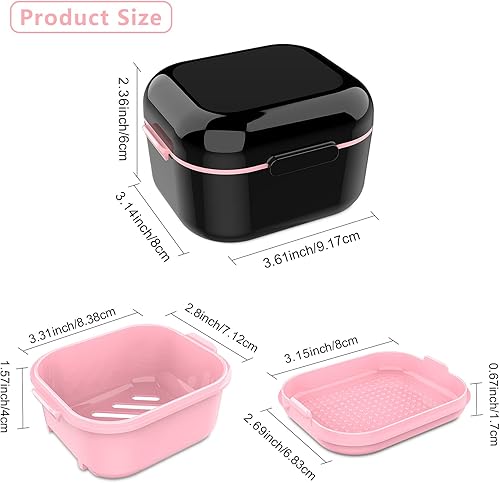 Miniatura 8 de BVN Dentadura Baño Dentadura Caso Copa de Dentadura para remojar dentaduras postizas, Retenedor Limpiador Caso con Espejo, Caso Protector Bucal,