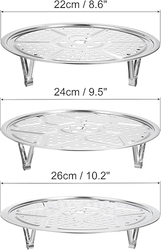 Miniatura 2 de uxcell Estante de vapor de acero inoxidable con soporte, bandeja de vapor de olla de 8.6 pulgadas9.5 pulgadas10.2 pulgadas para olla de vapor para