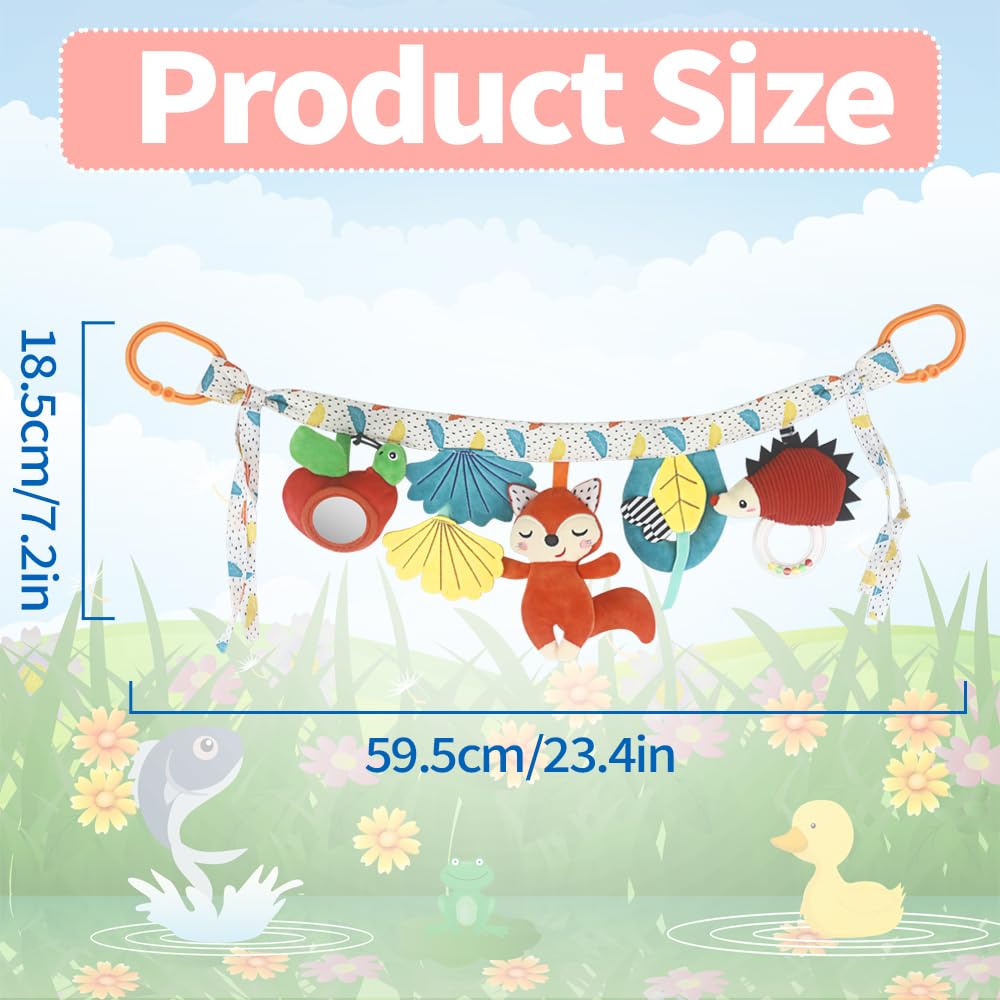 caterbee Baby Spielzeugkette für Kinderwagen, Mobile Kette, Hängespielzeug (Fox)