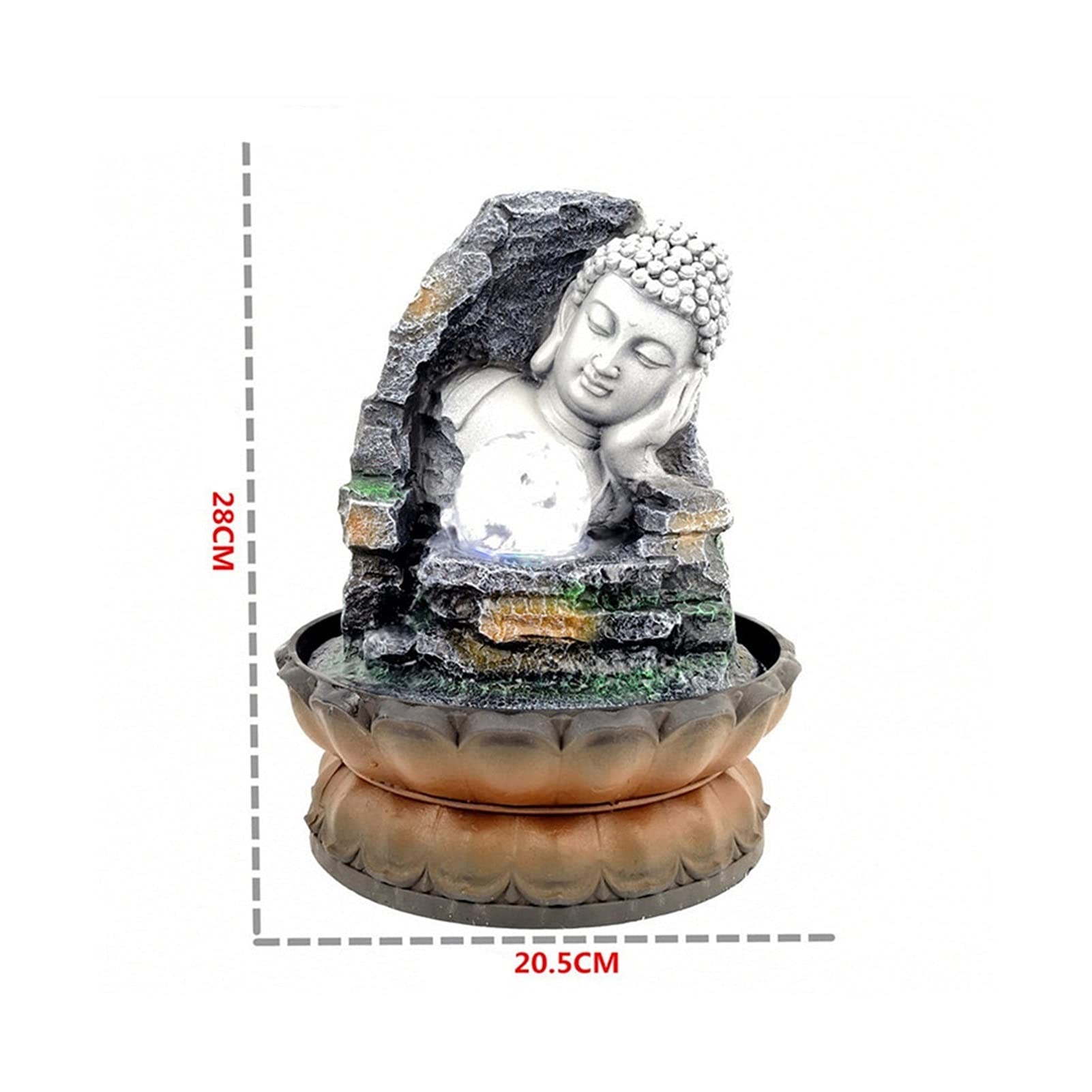 Fuente Interiores Inicio LED Agua Fuente Adornos Zen Lotus Base Durmiente Buda Hogar y Jardín Feng Shui Crafts Creative Waterscape Fuente Escritorio