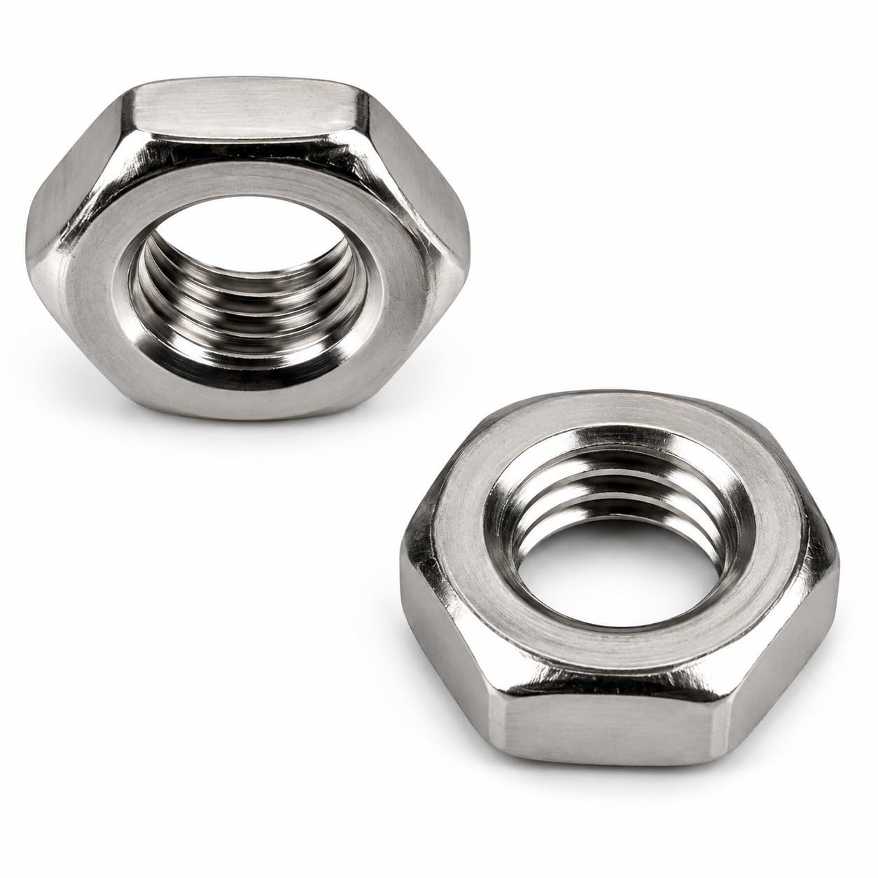 Dado basso DIN 439 – Dado esagonale sottile forma B con smusso | Acciaio inox A2 (V2A) | Fissaggio compatto e preciso | 25 pezzi – varie misure (M6)