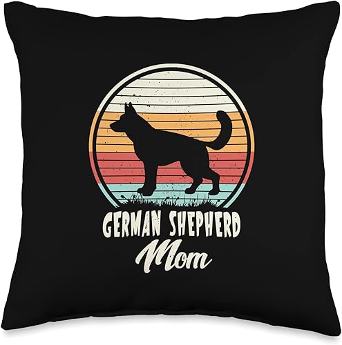 Almohada vintage de pastor alemán para mamá, perro, bonita y divertida para regalo de madre, 16 x 16 pulgadas, multicolor