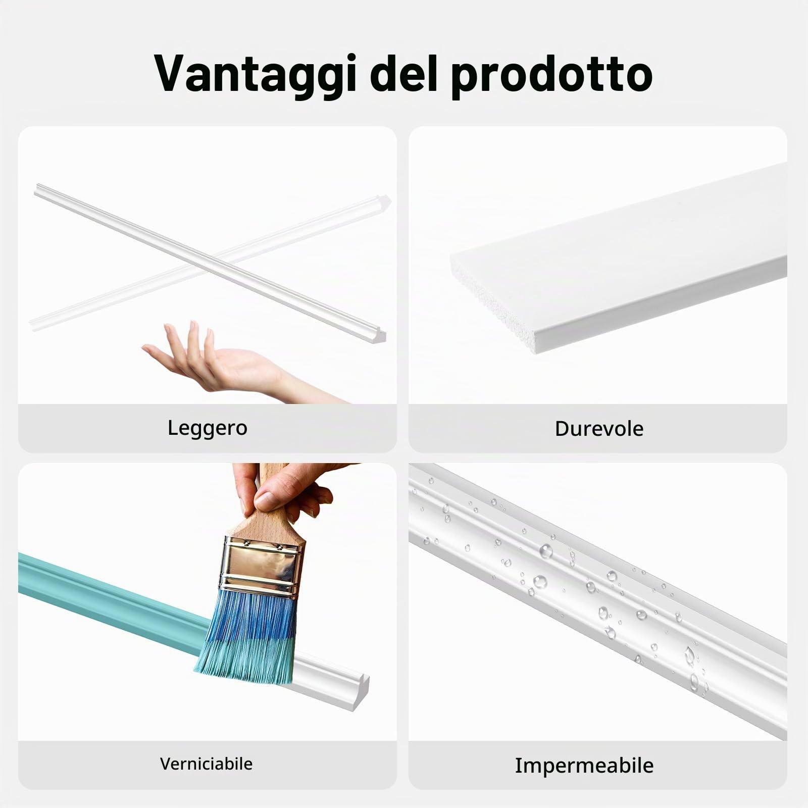 WADILE Kit Pannelli da Parete Board and Batten Rivestimento | Verniciabile In PS, 24 Modanature, 6 Profili Di Finitura, Pannelli Decorativi, Soggiorno Camera Da Letto Corridoio