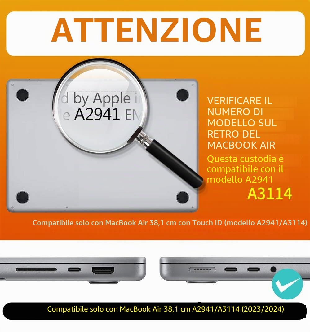 SUPCASE Cover per MacBook Air 15'' (2026/2025/2024/2023) M5/ M4/ M3/ M2 Antiurto Antigraffio Robusta Custodia Protettiva Rigida per MacBook Air 15 (Nero)