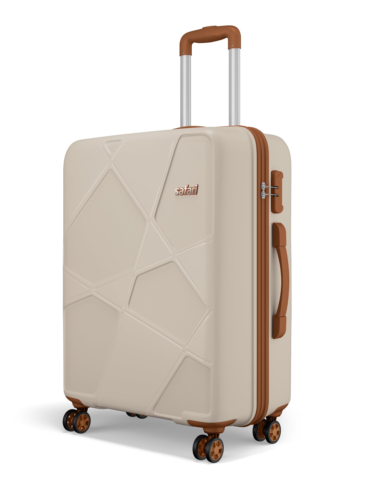 safari Pentagon Pro 8 Wheels 66cm Medium Size Trolley Bag, Hard Case Polypropylene, 360º Wheeling Check in Luggage, Suitcase for Travel, Trolley Bags for Travel, Luxury Beige-picture-33