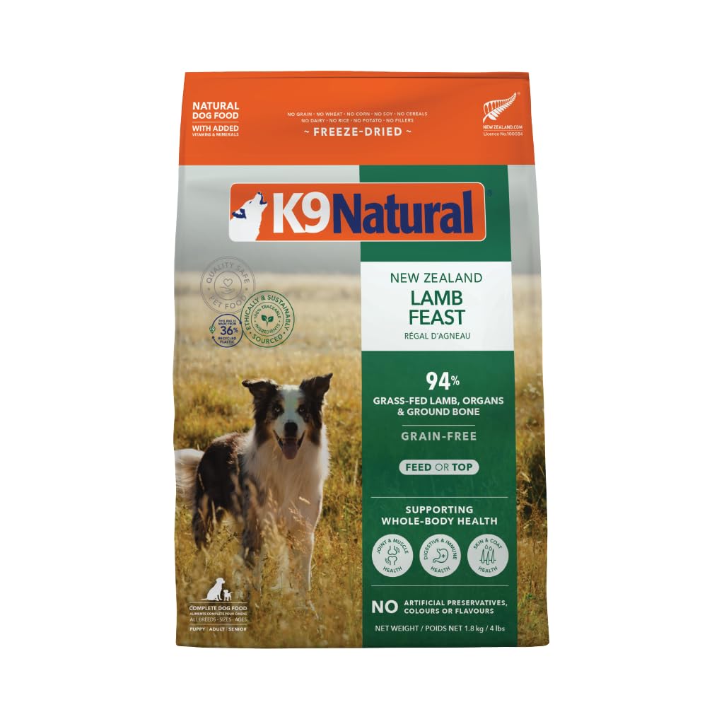 K9 Natural - Grain Free Freeze Dried Dog Food - Lamb, 4lb