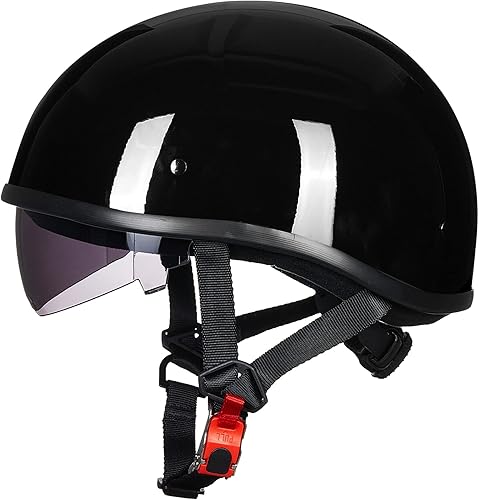 ILM Motorcycle Half Helmet with Sunshield Quick Release Strap Half Face Fit for Cruiser Scooter DOT Approved 883V