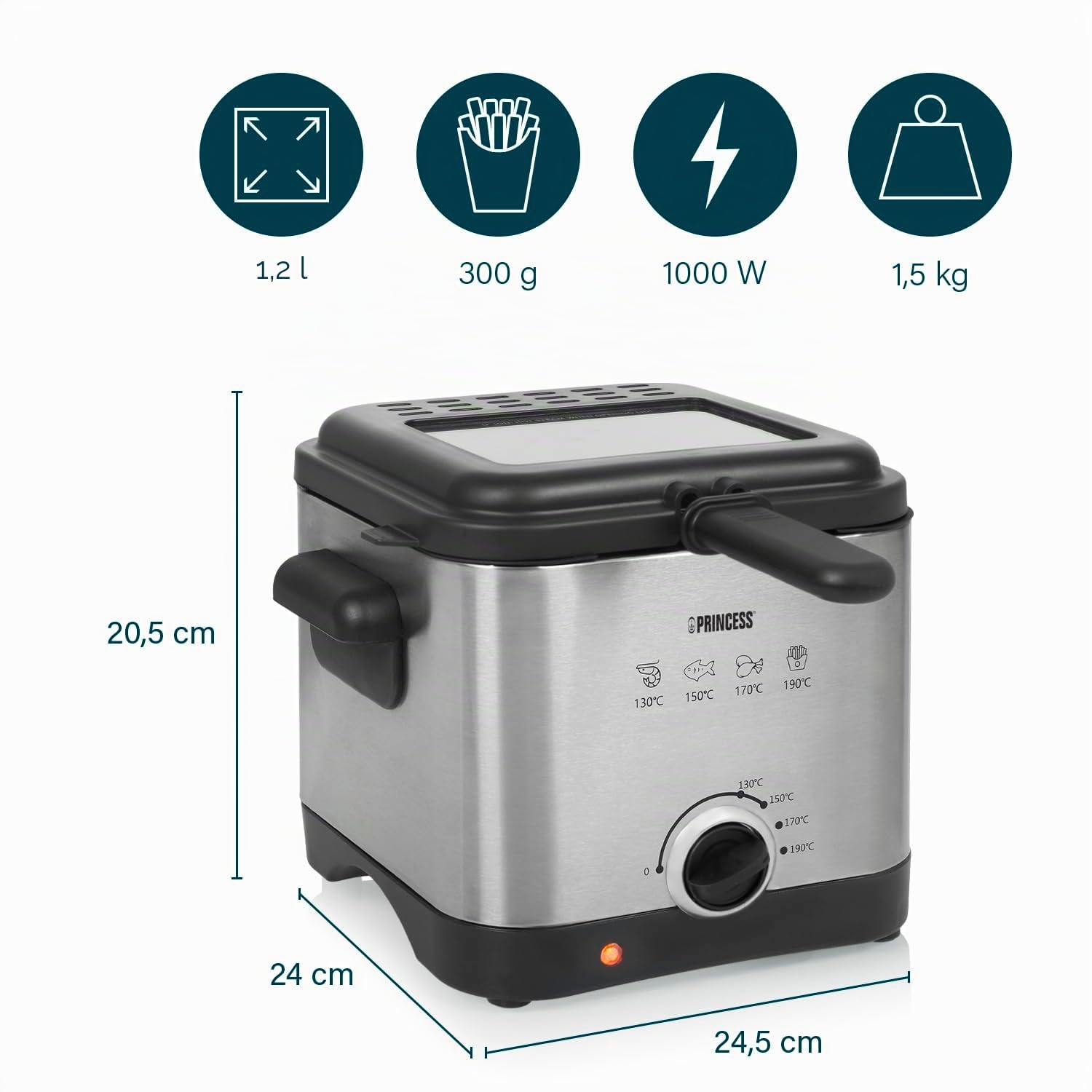 Friggitrice Princess 182612-1000 W - 1,5 L - 400 g di patatine