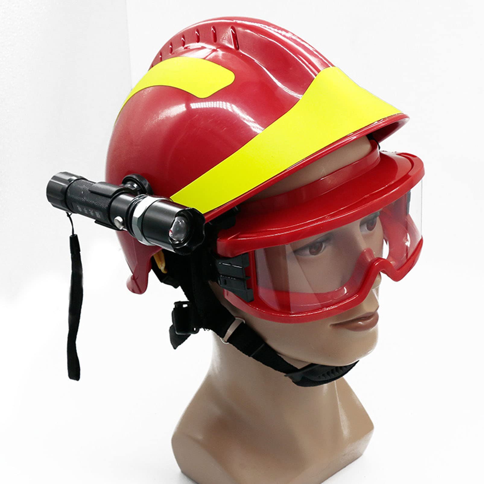 Cascos de Seguridad Casco de Trabajo Duro, Casco de protección de Rescate de Emergencia con Faro y Gafas, Casco de Bombero de Casco Duro para Hombres y Mujeres para Adultos