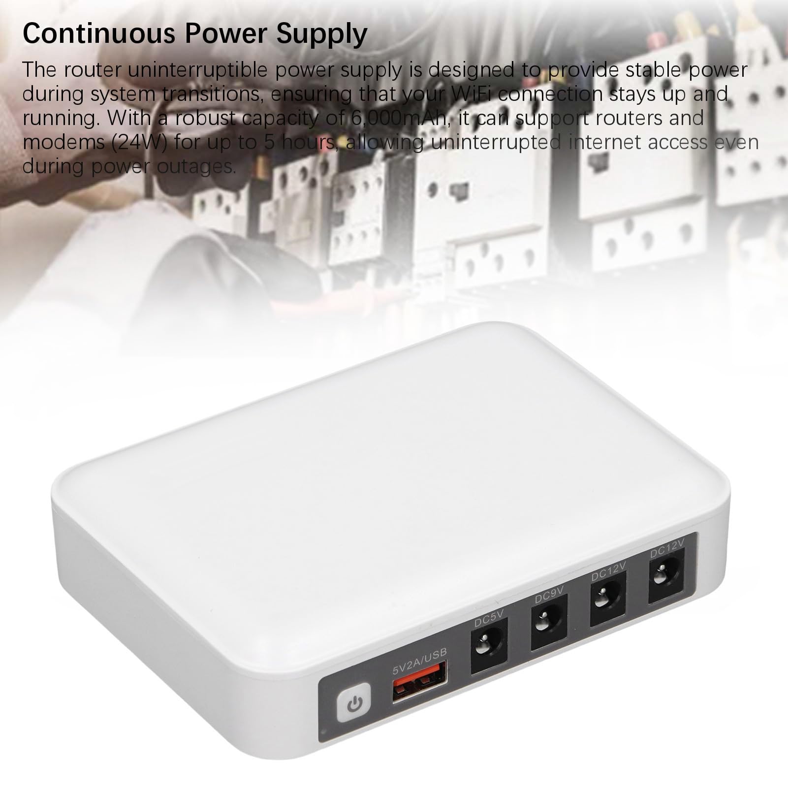 Tnfeeon Mini UPS 6000Mah Fowm di Energia Stabile per Router e Modem di Backup Continui Adatti per L'uso Domestico (Spina europea)