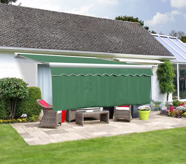 Primrose 6.0m x 1.0m Awning Dropdown Front Valance Plain Green Sun Shade Accessory 280gsm Fabric